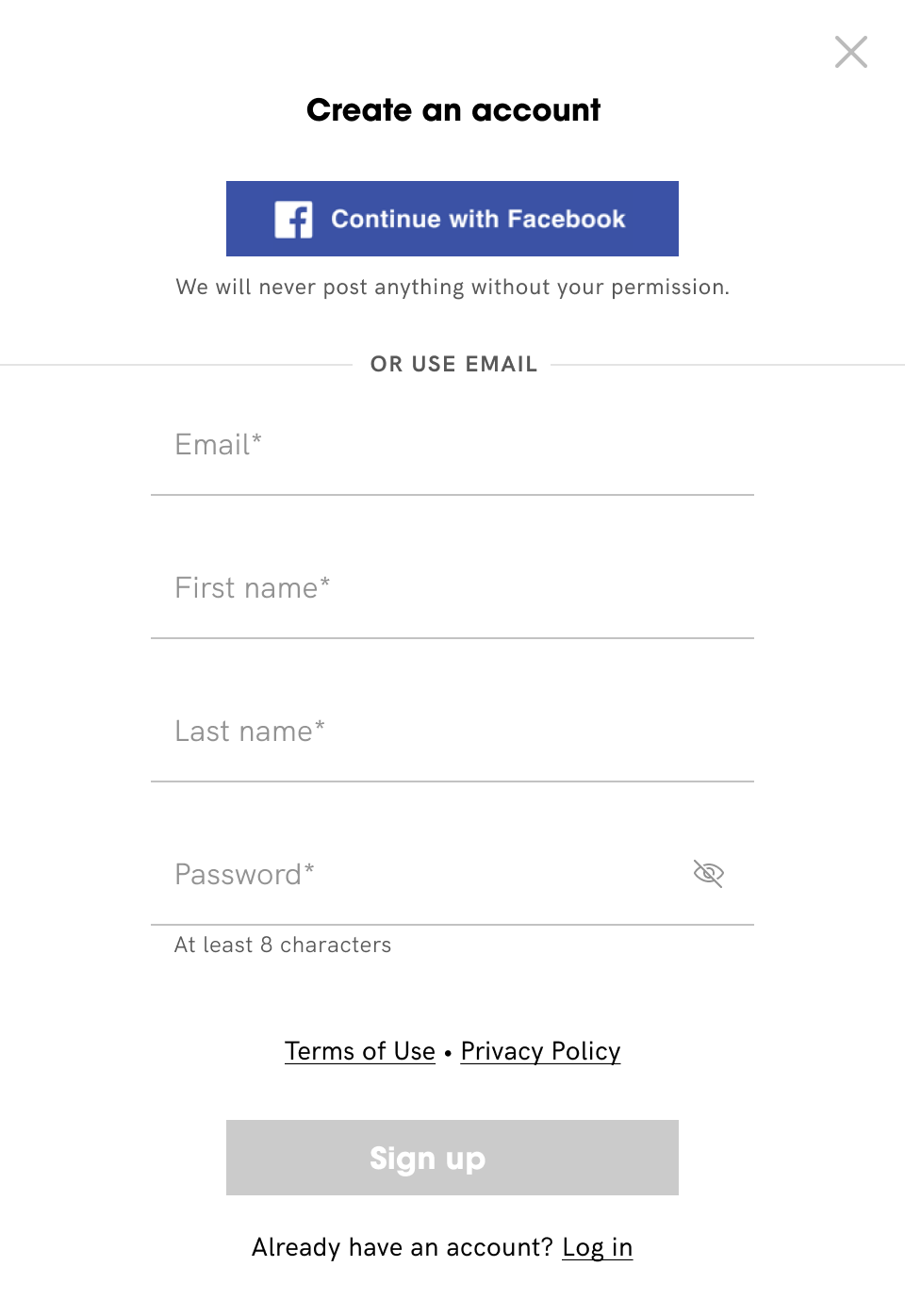 sign up